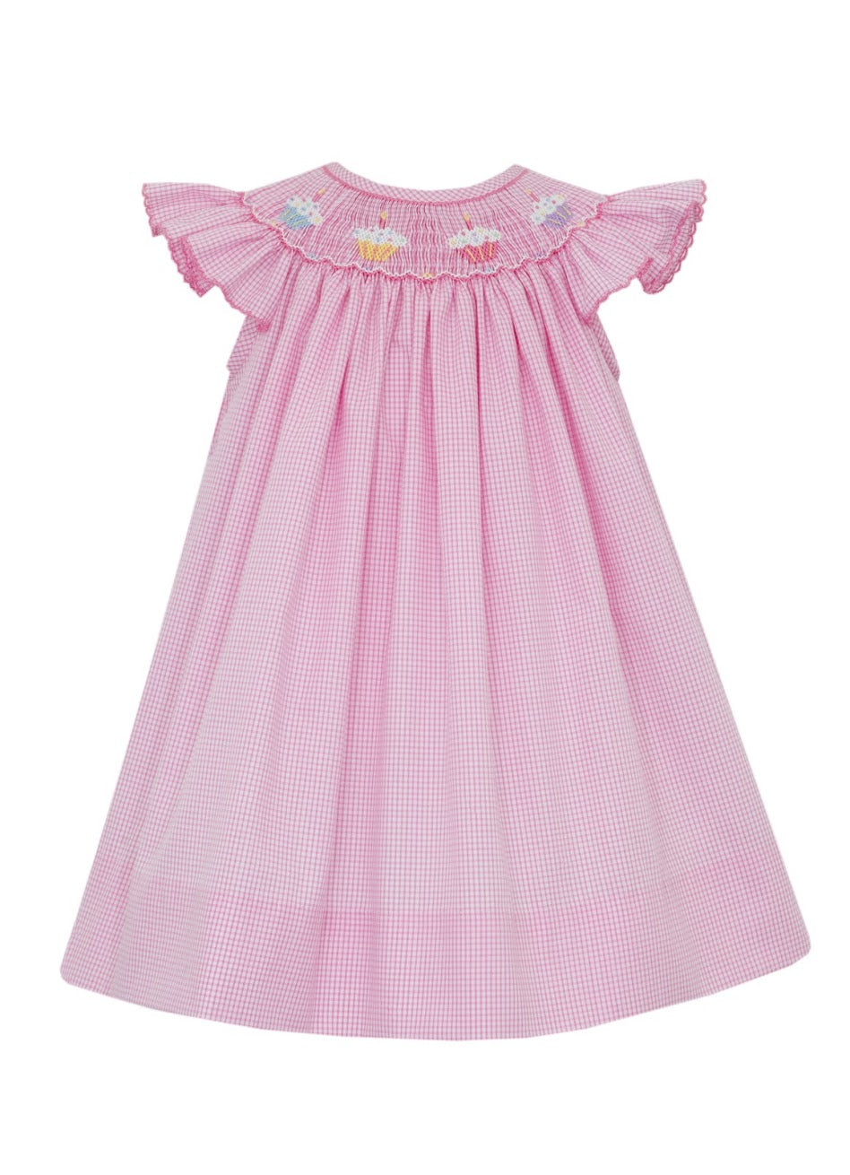 Robe évêque smockée pour fille avec petits gâteaux