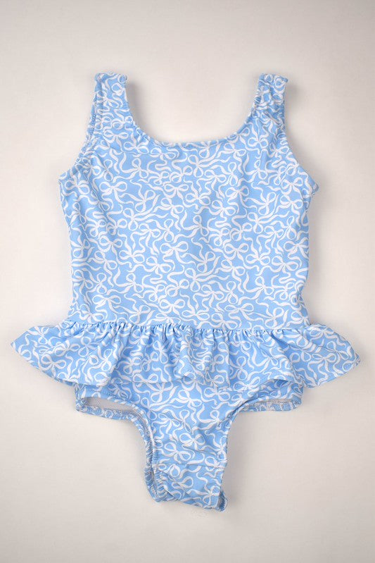 Maillot de bain à volants et nœud pour filles
