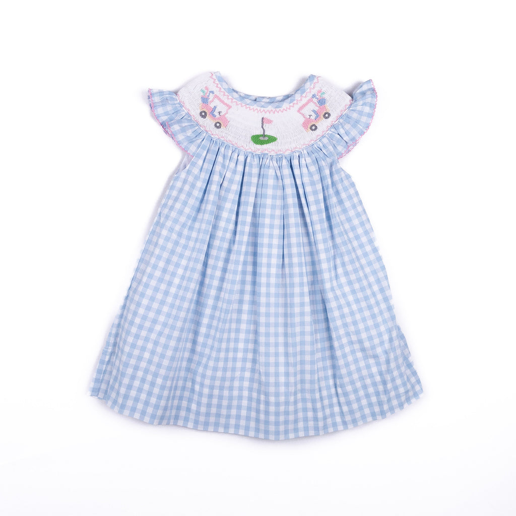 Robe vichy smockée de golf pour filles