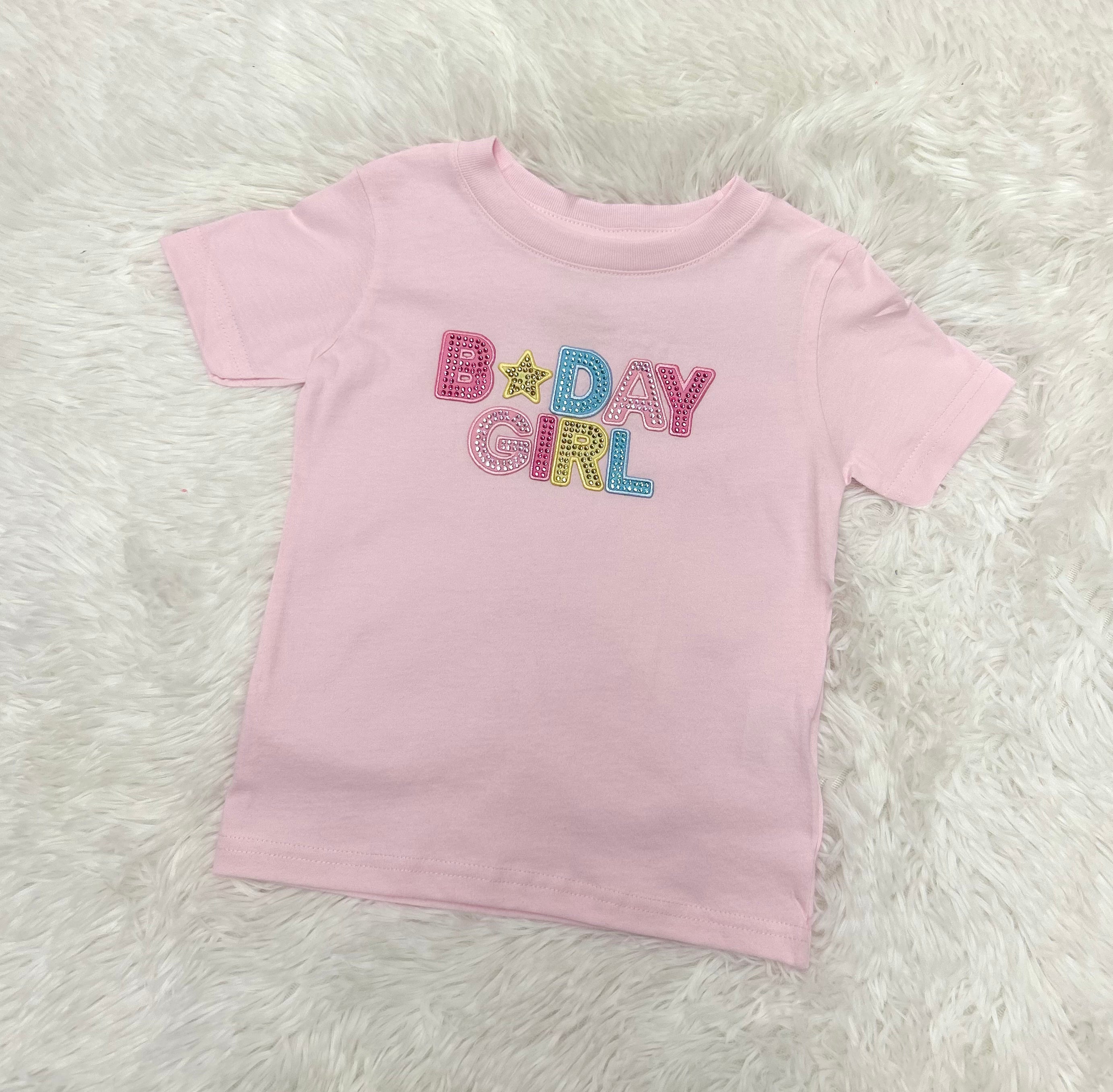 T-shirt fille d'anniversaire avec patch en strass