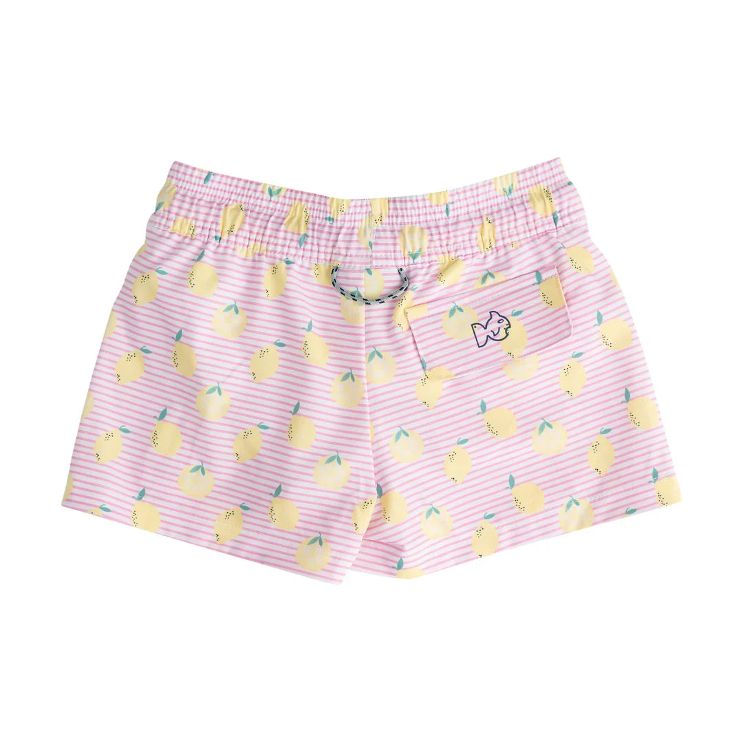 Short de vélo Beach Cruiser pour filles rose givré à rayures citron